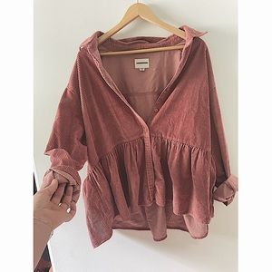 American eagle mauve peplum corduroy button up